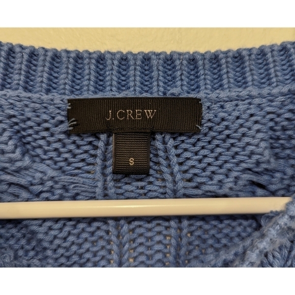 J. Crew Cotton Cableknit Blue Sweater Size Small - Picture 2 of 7